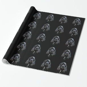 Black cocker spaniel wrapping paper