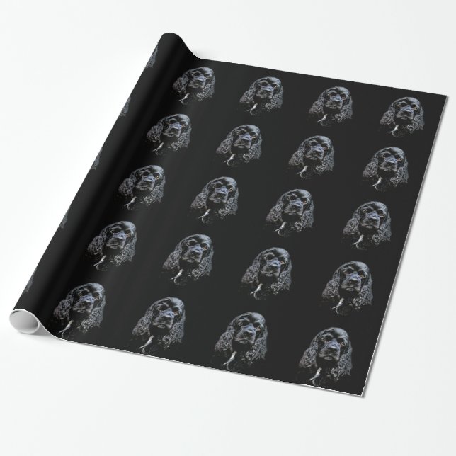 Black cocker spaniel wrapping paper (Unrolled)
