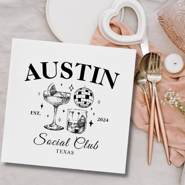 Black Cocktail And Disco Ball Bachelorette Party Napkin (Creator Uploaded)
