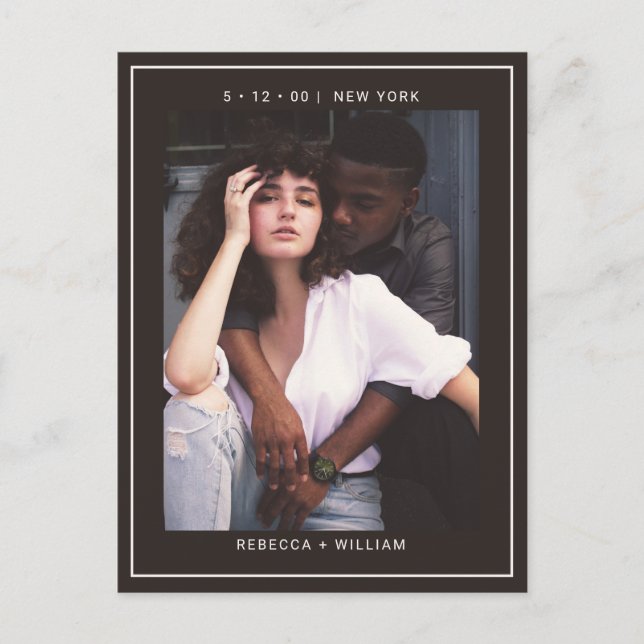 Black Coffe Photo Wedding Save the Date Invitation Postcard (Front)