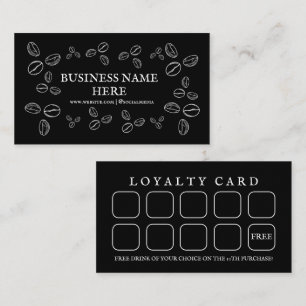 Black Coffee Beans Café Coffee Shop Loyalty Card