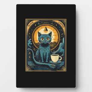 Black Coffee Cat Tarot Card Occult Plaque