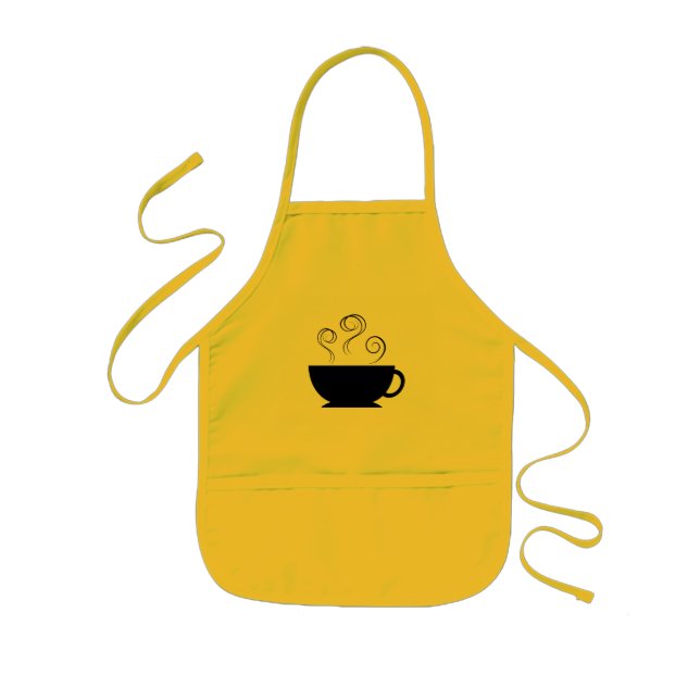Black Coffee Cup Steam Swirls Apron (Front)