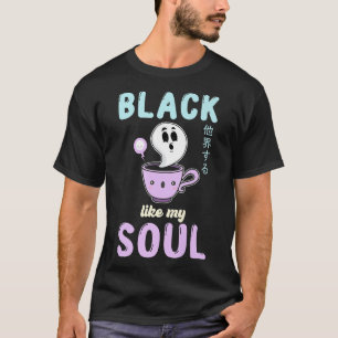 Black Coffee like my Soul Skeleton Drinking Coffee T-Shirt