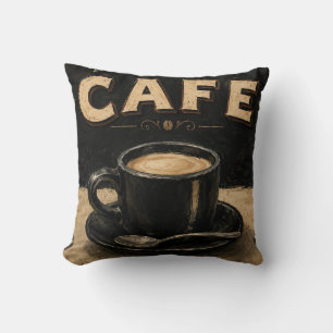 Black Coffee Minimalist Vintage Coffee Lover Cushion