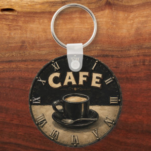 Black Coffee Minimalist Vintage Coffee Lover Key Ring