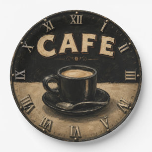 Black Coffee Minimalist Vintage Coffee Lover  Paper Plate
