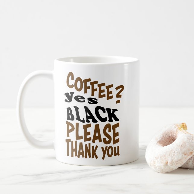 black coffee mug (With Donut)