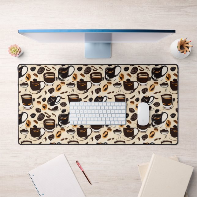 Black Coffee Oil Paint Pattern Desk Mat (Office 1)