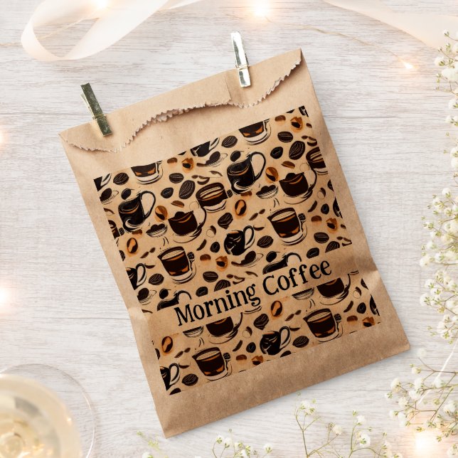 Black Coffee Oil Paint Pattern Personalised Favour Bags (Clipped)