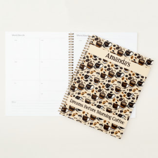 Black Coffee Oil Paint Pattern Personalised Planner