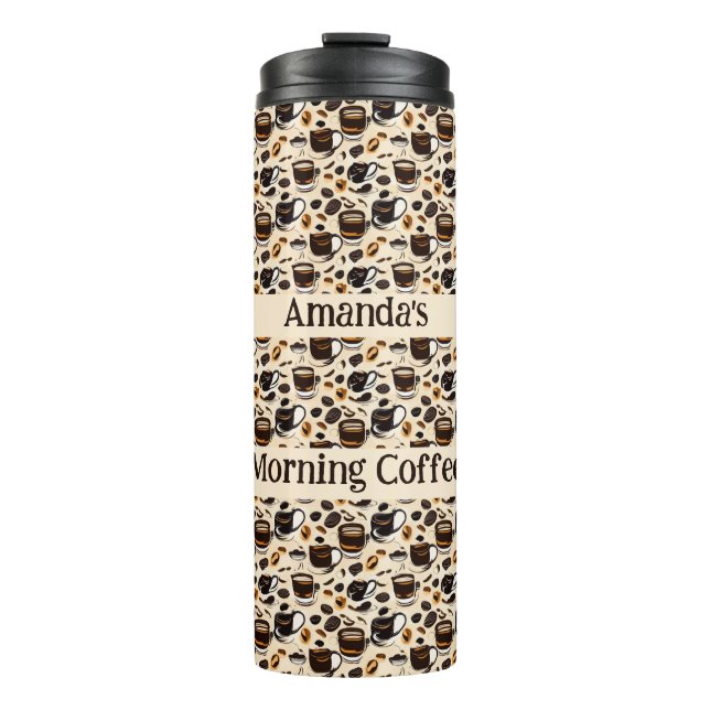 Black Coffee Oil Paint Pattern Personalised  Thermal Tumbler (Front)