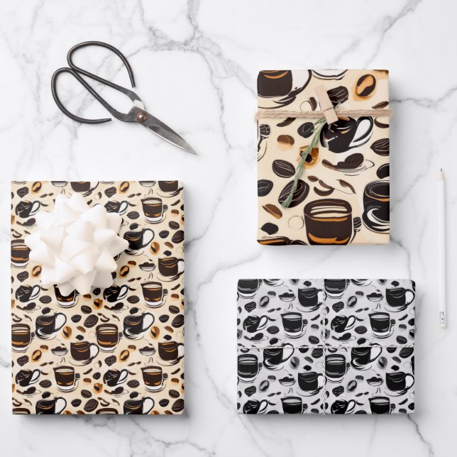 Black Coffee Oil Paint Pattern Personalised  Wrapping Paper Sheet (Front)