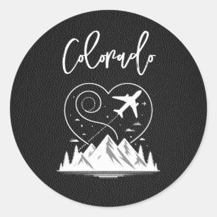Black Colorado Passport  Classic Round Sticker