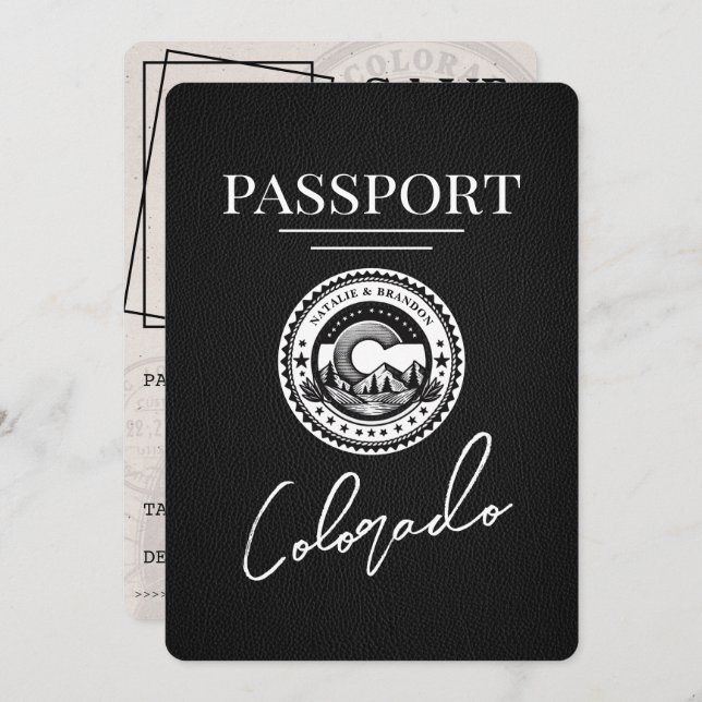 Black Colorado Passport Save The Date (Front/Back)