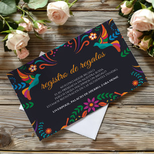 Black Colorful Floral Nuestra Boda Spanish Wedding Enclosure Card