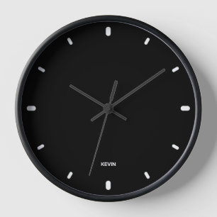 Black colour clock face with white hours numbers