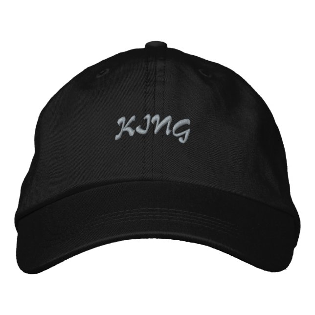 Black Colour Cotton With King Name Printed Handsom Embroidered Hat (Front)