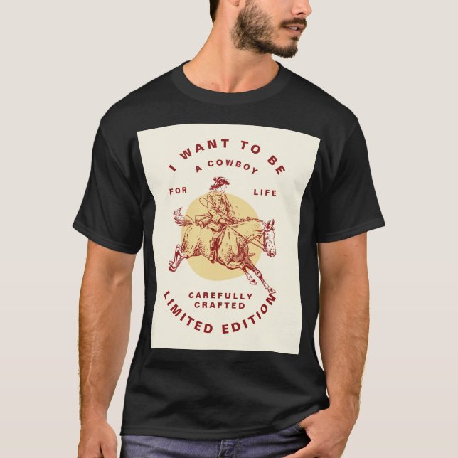 Black Colour Custom Cowboy T-Shirt (Front)