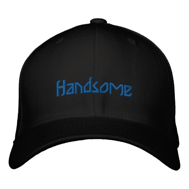 Black Colour Handsome Flexfit Wool Sports Embroidered Hat (Front)
