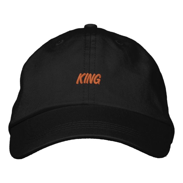 Black Colour Name King Text Name Hat-Cap Handsome  Embroidered Hat (Front)