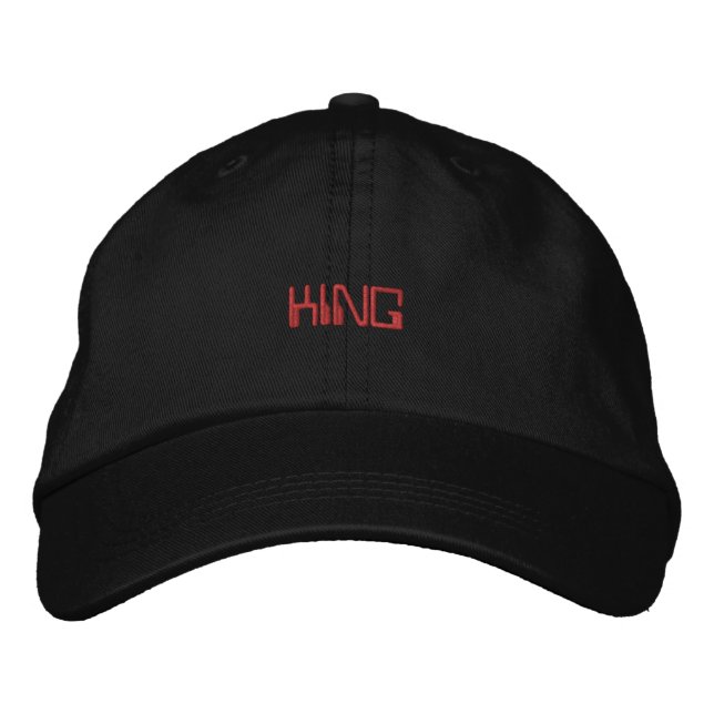 Black Colour Printed King Text Name-Hat Embroidered Hat (Front)