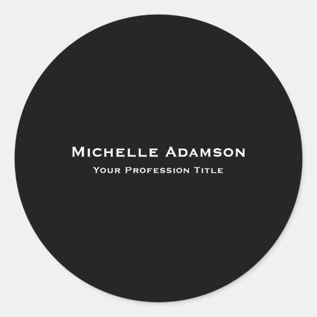 Black Colour Professional Plain Modern Classic Round Sticker (Front)