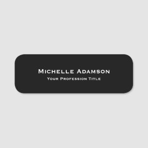 Black Colour Professional Plain Modern Name Tag