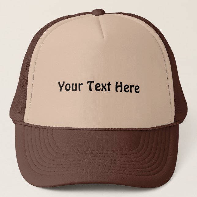 Black colour Text Your Text Here Custom Hats Caps (Front)