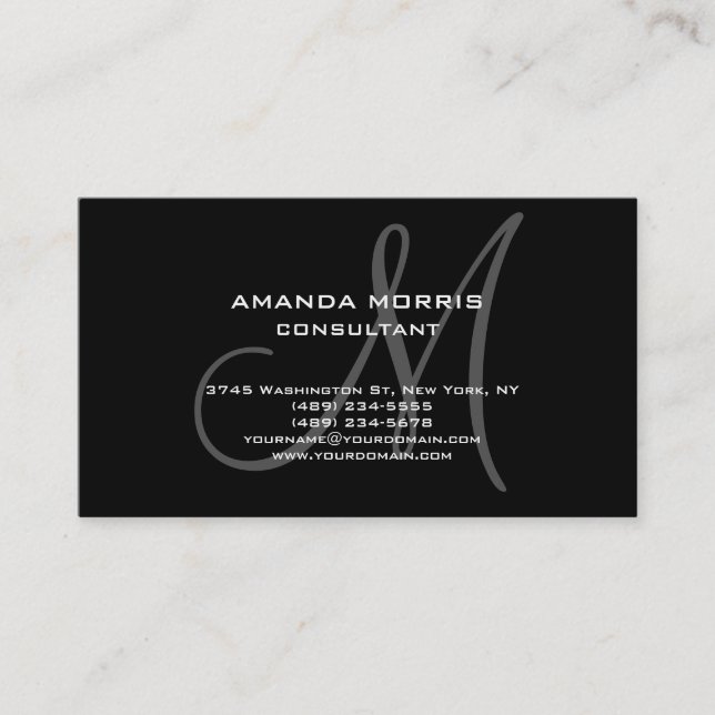 Black Colour Unique Original Classical Professiona Business Card (Front)