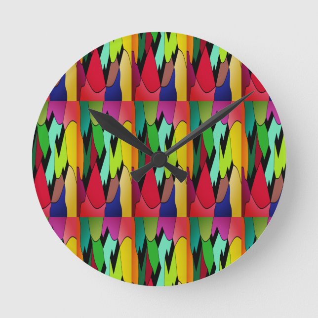 Black colour with art design in the middle         round clock (Front)