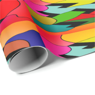 Black colour with art design in the middle wrapping paper