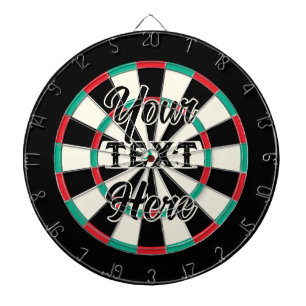 Black Coloured Custom Text Classic Vintage Style Dartboard