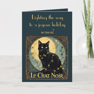 Black-Coloured Feline Fairy-Light Muddle Card