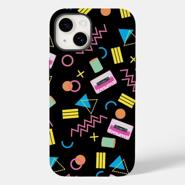 Black Colourful Eighties 80's Pattern  Case-Mate iPhone Case (Back)