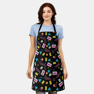 Black Colourful Eighties 80's Retro Pattern Apron