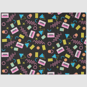 Black Colourful Eighties 80's Retro Pattern Tissue Paper