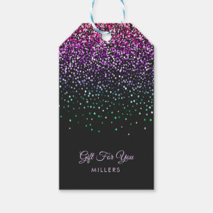 Black Colourful Glitter Accent Gift Tags
