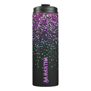 Black Colourful Glitter Accent Thermal Tumbler