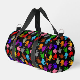 Black Colourful Handprint Pattern Design  Duffle Bag