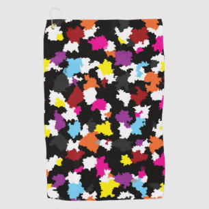 Black Colourful Irregular Abstract Golf Towel
