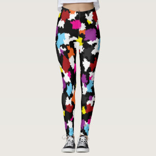 Black Colourful Irregular Abstract Leggings