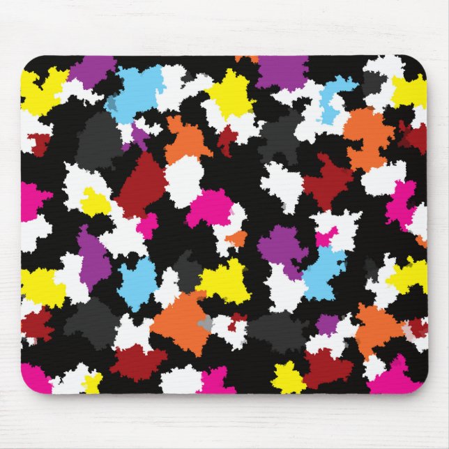 Black Colourful Irregular Abstract Mouse Mat (Front)