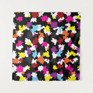 Black Colourful Irregular Abstract Tapestry