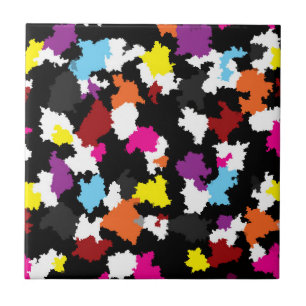 Black Colourful Irregular Abstract Tile