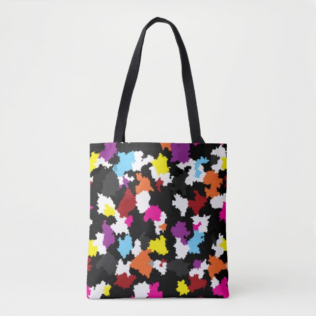 Black Colourful Irregular Abstract Tote Bag (Front)