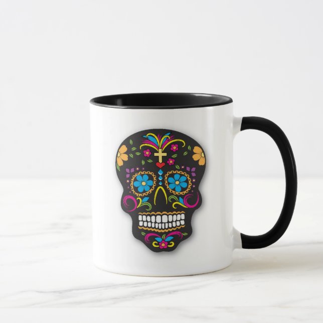 Black Colourful Mexican Sugar Skull Day of the Mug (Right)