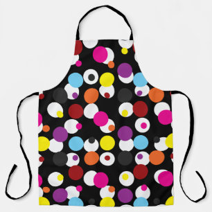 Black Colourful Polka Dots Surface Pattern Design Apron