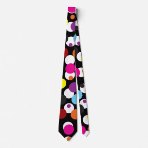 Black Colourful Polka Dots Surface Pattern Design Tie
