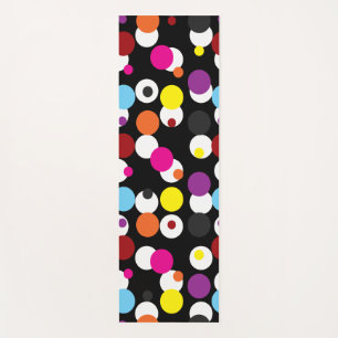 Black Colourful Polka Dots Surface Pattern Design Yoga Mat